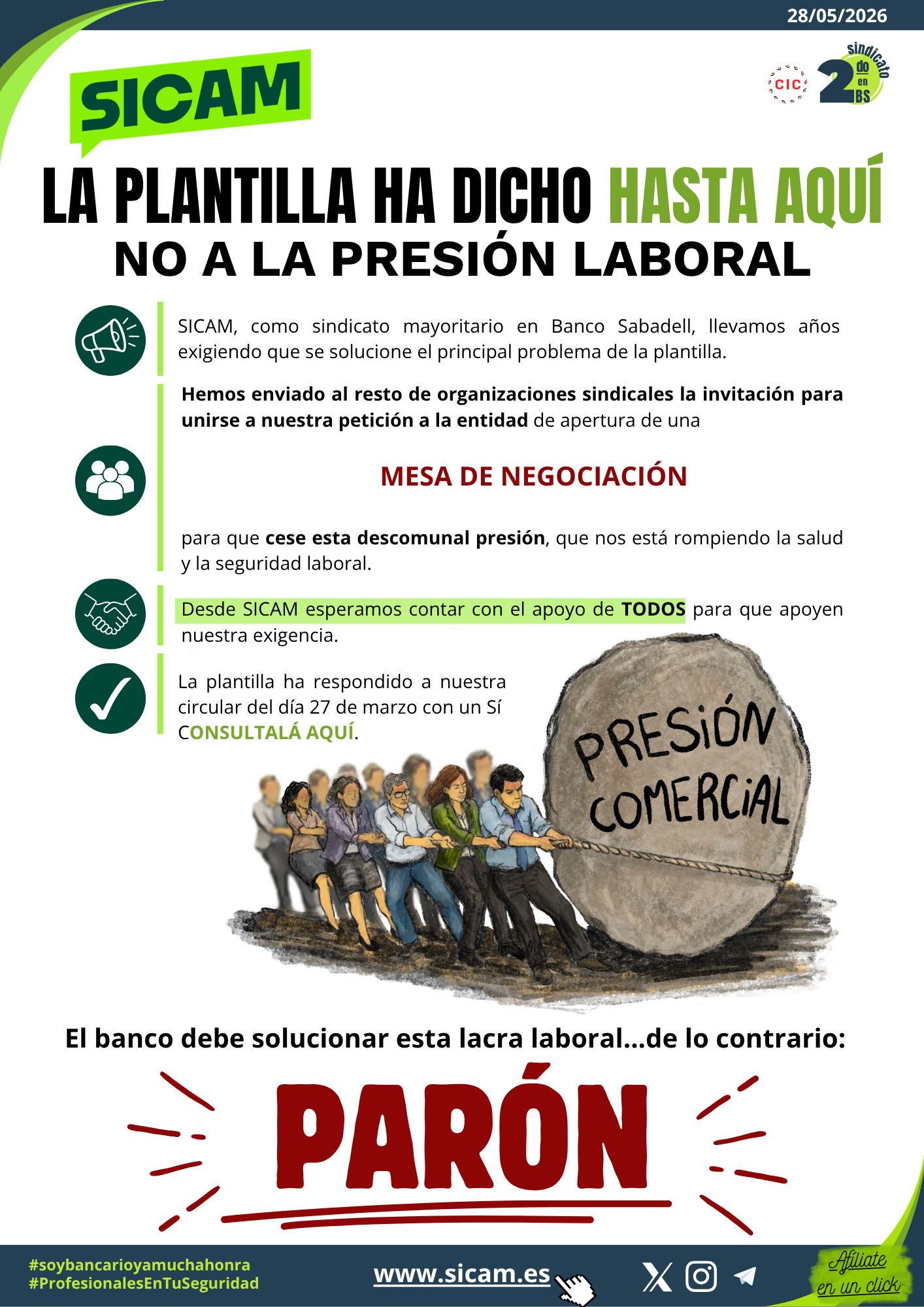 28 mayo 2026. UNIDAD PARA PARAR LA PRESI&Oacute;N<br>